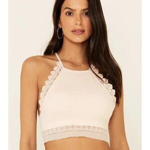 Steve Madden Cream Lace Trim Crop Top